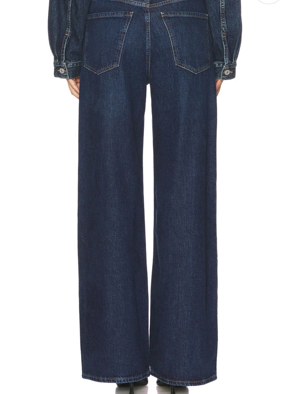Women's Wide Leg Jeans - Dark Blue - Picture 3 of 3